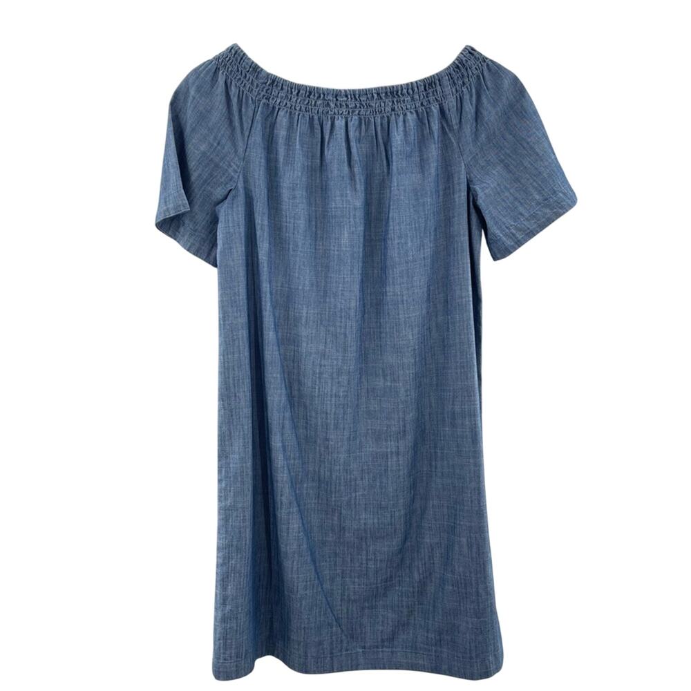 Fat Face Blue Chambray Lightweight Bardot Off The Shoulder Summer Dress Size 4 - Picture 4 of 6